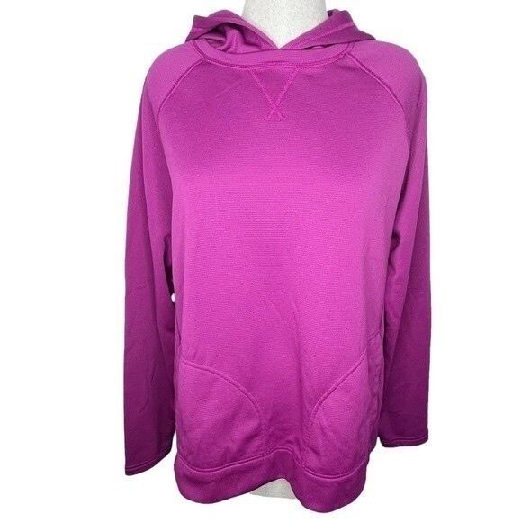 Eddie Bauer Travex Hooded Sweatshirt sz XL * Magenta Hoodie Travel Cozy Warm - Picture 1 of 8